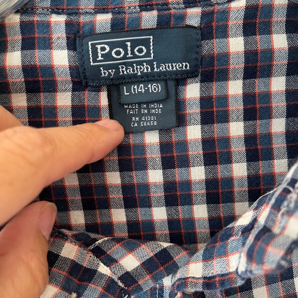 Polo by Ralph Lauren Sz L Women Slim Fit Gingham Shirt Chest Pockets Button Down - Picture 2 of 8